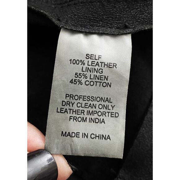 Yaya Aflalo Women's Leather Linen Cropped Moto Black Lightweight Jacket Shacket - Picture 8 of 10